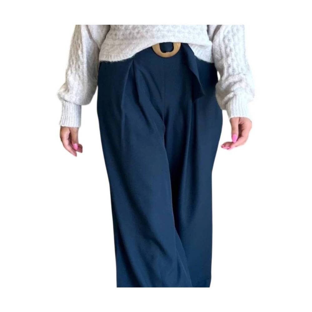 NEW CES FEMME madison belted trouser pants in navy - Picture 2 of 3